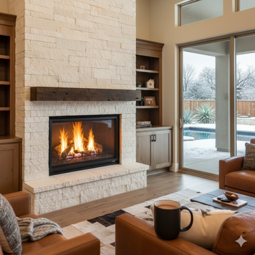 A Working Gas Fireplace in the Texas Winter