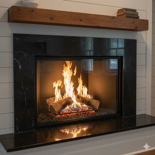 Beautiful Fireplace Restoration with Granite Landscape