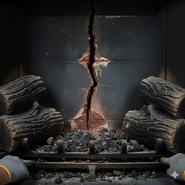 Cracked Firebox Fireplace