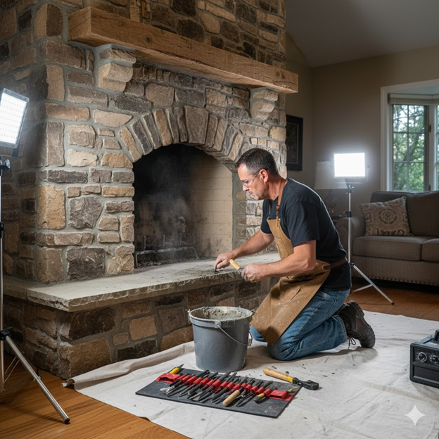 Fireplace Contractor Fixing a Cosmetic Fireplace Issue