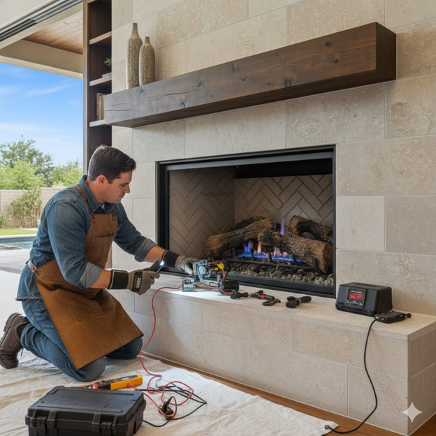 Fireworx Fireplace Contractor that is Doing a Fireplace Inspection