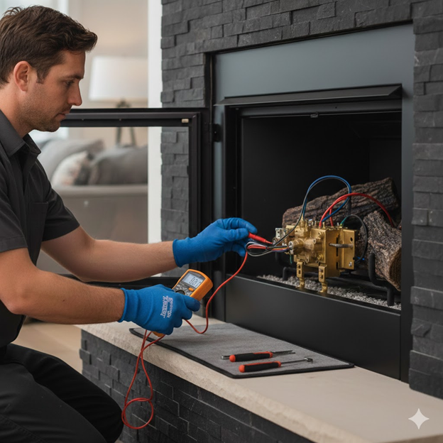 Fireworx Fireplace Technician in Dallas Doing a Fireplace Inspection