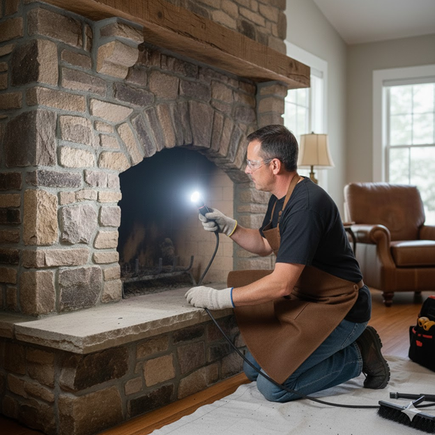 Fireworx Technician Repairing and Fixing a Gas Fireplace in the Denton TX Area