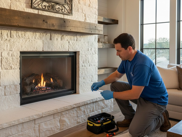 Fireworx Technician That Is Fixing a Gas Fireplace Thermocouple Issue
