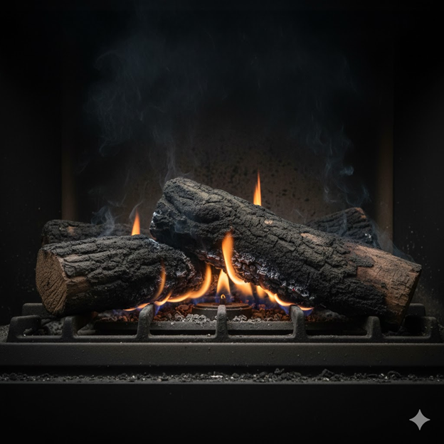 Gas Fireplace Logs Thats Covered in Soot