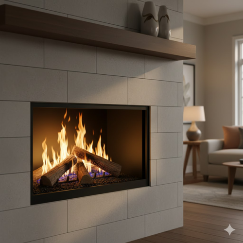 Newly Installed Gas Fireplace Logs
