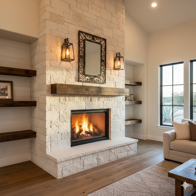 Newly Restored White Brick Gas Fireplace Installation by Fireworx