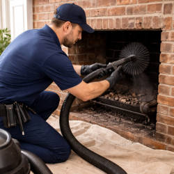 Technician Cleaning a Fireplace
