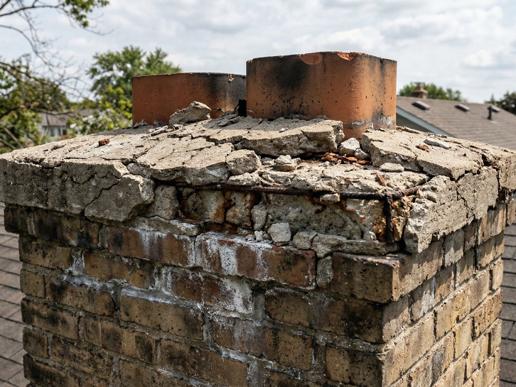Chimney Crown Damage on a House