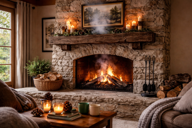 Fireplace with Smoke Coming Out of It