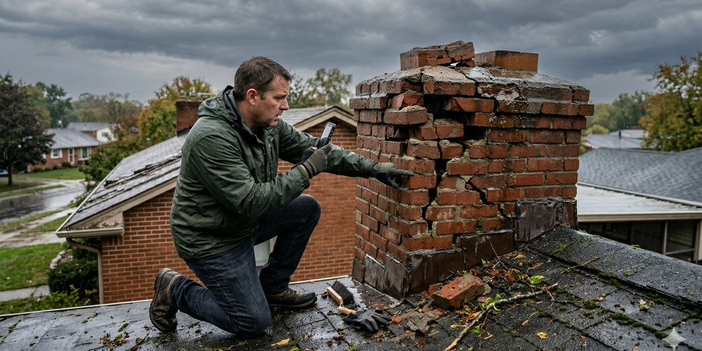 Rain and Storm Damaged Chimney