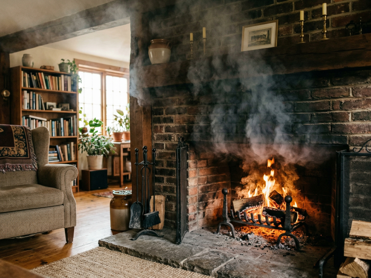 Smoke Coming Out of the Fireplace