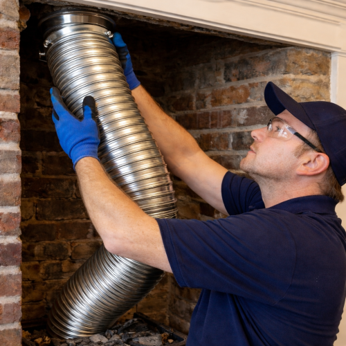 Fireworx technician installing a chimney liner