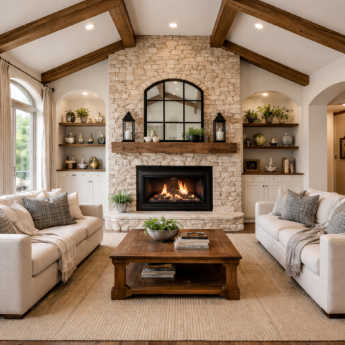 Rustic Direct Vent Fireplace Installation in a Home in Plano by Fireworx Chimeny Rustic Direct Vent Fireplace Installation in a Home in Plano by Fireworx Chimeny